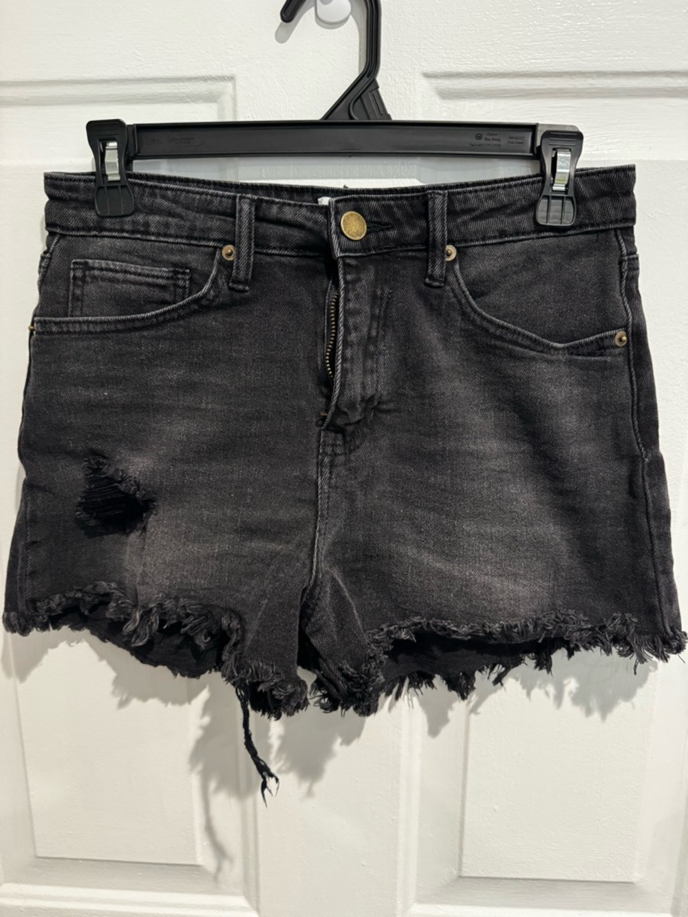 Abound Black Distressed Frayed Hem Denim Shorts
